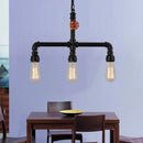 GobekUsa Industrial Metal 3-Head Hanging Light with Red Valve Decor - Water Pipe Restaurant Island Lamp