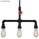 GobekUsa Industrial Metal 3-Head Hanging Light with Red Valve Decor - Water Pipe Restaurant Island Lamp