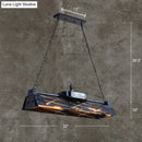 GobekUsa Industrial Metal 4-Light Suspension Lamp with Hollow-out Design for Dining Room Island