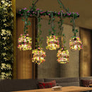 GobekUsa Industrial Metal 5-Head Black Cage Island Lighting Fixture for Restaurants and Plants