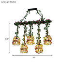 GobekUsa Industrial Metal 5-Head Black Cage Island Lighting Fixture for Restaurants and Plants