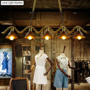 GobekUsa Industrial Metal Bistro Island Lighting - Black Conical Hanging Light with Hemp Rope