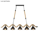 GobekUsa Industrial Metal Bistro Island Lighting - Black Conical Hanging Light with Hemp Rope