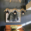 GobekUsa Industrial Metal Bistro Island Lighting - Black Conical Hanging Light with Hemp Rope