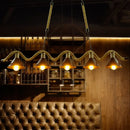 GobekUsa Industrial Metal Bistro Island Lighting - Black Conical Hanging Light with Hemp Rope