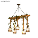 GobekUsa Industrial Metal Caged Island Pendant Light with Rope Hanging Lamp - Brown