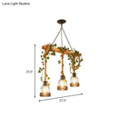 GobekUsa Industrial Metal Caged Island Pendant Light with Rope Hanging Lamp - Brown