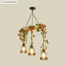 GobekUsa Industrial Metal Caged Island Pendant Light with Rope Hanging Lamp - Brown