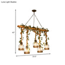 GobekUsa Industrial Metal Caged Island Pendant Light with Rope Hanging Lamp - Brown