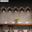 GobekUsa Industrial Metal Cone Island Pendant Light - Matte Black Finish with Twisted Rope Detailing