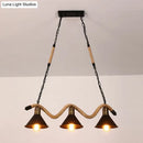 GobekUsa Industrial Metal Cone Island Pendant Light - Matte Black Finish with Twisted Rope Detailing