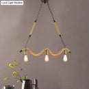 GobekUsa Industrial Metal Island Pendant Light Fixture with Exposed Bulbs - Beige, 3 Lights