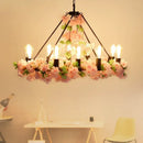 GobekUsa Industrial Metal LED Pendant Light with 10 Bulbs - Pink/Green Finish - Perfect for Restaurants