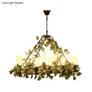 GobekUsa Industrial Metal LED Pendant Light with 10 Bulbs - Pink/Green Finish - Perfect for Restaurants