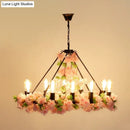 GobekUsa Industrial Metal LED Pendant Light with 10 Bulbs - Pink/Green Finish - Perfect for Restaurants