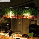GobekUsa Industrial Metal Pendant Chandelier - Green 3-Light Tulip LED Hanging Fixture for Restaurants