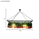 GobekUsa Industrial Metal Pendant Chandelier - Green 3-Light Tulip LED Hanging Fixture for Restaurants