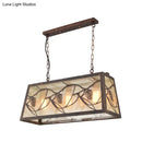 GobekUsa Industrial Metal Pendant Lighting 3/6-Light Bronze Island Fixture with Fabric Shade