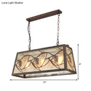 GobekUsa Industrial Metal Pendant Lighting 3/6-Light Bronze Island Fixture with Fabric Shade