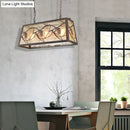 GobekUsa Industrial Metal Pendant Lighting 3/6-Light Bronze Island Fixture with Fabric Shade