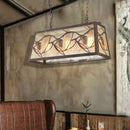 GobekUsa Industrial Metal Pendant Lighting 3/6-Light Bronze Island Fixture with Fabric Shade