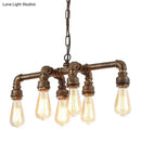 GobekUsa Industrial Metal Pipe Pendant: 6-Light Ceiling Lamp for Dining Room