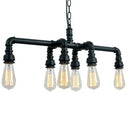 GobekUsa Industrial Metal Pipe Pendant: 6-Light Ceiling Lamp for Dining Room