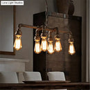 GobekUsa Industrial Metal Pipe Pendant: 6-Light Ceiling Lamp for Dining Room