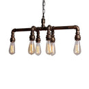 GobekUsa Industrial Metal Pipe Pendant: 6-Light Ceiling Lamp for Dining Room