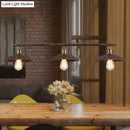 GobekUsa Industrial Metal Rust Scalloped Suspended Lighting Fixture - Bistro 3-Bulb Island Lighting