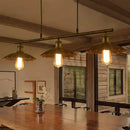 GobekUsa Industrial Metal Rust Scalloped Suspended Lighting Fixture - Bistro 3-Bulb Island Lighting