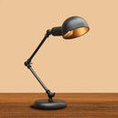 GobekUsa Industrial Metal Swing Arm Table Lamp with Shade – Black Finish, 3-Joint Task Light for Bedroom