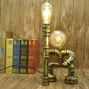 GobekUsa Industrial Metal Water Pipe Nightstand Lamp - Stylish Dorm Room Decoration Light
