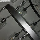 GobekUsa Industrial Pendant Chandelier: 2-Tier Wheel Multi-Light Lamp with Clear Glass, Black Finish, and Cylinder Shade