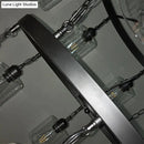 GobekUsa Industrial Pendant Chandelier: 2-Tier Wheel Multi-Light Lamp with Clear Glass, Black Finish, and Cylinder Shade