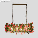GobekUsa Industrial Rectangular Brass LED Pendant Light with 4 Bulbs - Ideal for Bedroom