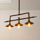GobekUsa Industrial Rust Iron Hanging Ceiling Lamp with Water Pipe Design & 3 Bell-Shaped Lights