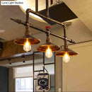 GobekUsa Industrial Rust Iron Hanging Ceiling Lamp with Water Pipe Design & 3 Bell-Shaped Lights