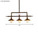 GobekUsa Industrial Rust Iron Hanging Ceiling Lamp with Water Pipe Design & 3 Bell-Shaped Lights