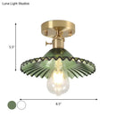 GobekUsa Industrial Scalloped Ribbed Glass Semi Flush Mount Light - Clear/Green
