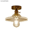 GobekUsa Industrial Scalloped Ribbed Glass Semi Flush Mount Light - Clear/Green