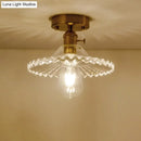 GobekUsa Industrial Scalloped Ribbed Glass Semi Flush Mount Light - Clear/Green