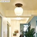 GobekUsa Industrial Semi Flush Light - Black Opal Glass Bowl Lighting Fixture for Corridor