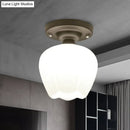 GobekUsa Industrial Semi Flush Light - Black Opal Glass Bowl Lighting Fixture for Corridor