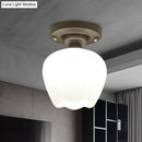 GobekUsa Industrial Semi Flush Light - Black Opal Glass Bowl Lighting Fixture for Corridor