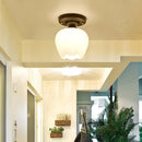 GobekUsa Industrial Semi Flush Light - Black Opal Glass Bowl Lighting Fixture for Corridor