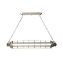 GobekUsa Industrial Silver Metal Pendant Light with LED, Clear Glass Shade - Cylindrical Wire Cage Design