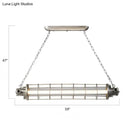 GobekUsa Industrial Silver Metal Pendant Light with LED, Clear Glass Shade - Cylindrical Wire Cage Design