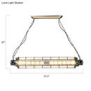GobekUsa Industrial Silver Metal Pendant Light with LED, Clear Glass Shade - Cylindrical Wire Cage Design