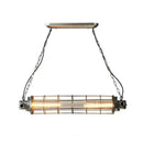 GobekUsa Industrial Silver Metal Pendant Light with LED, Clear Glass Shade - Cylindrical Wire Cage Design